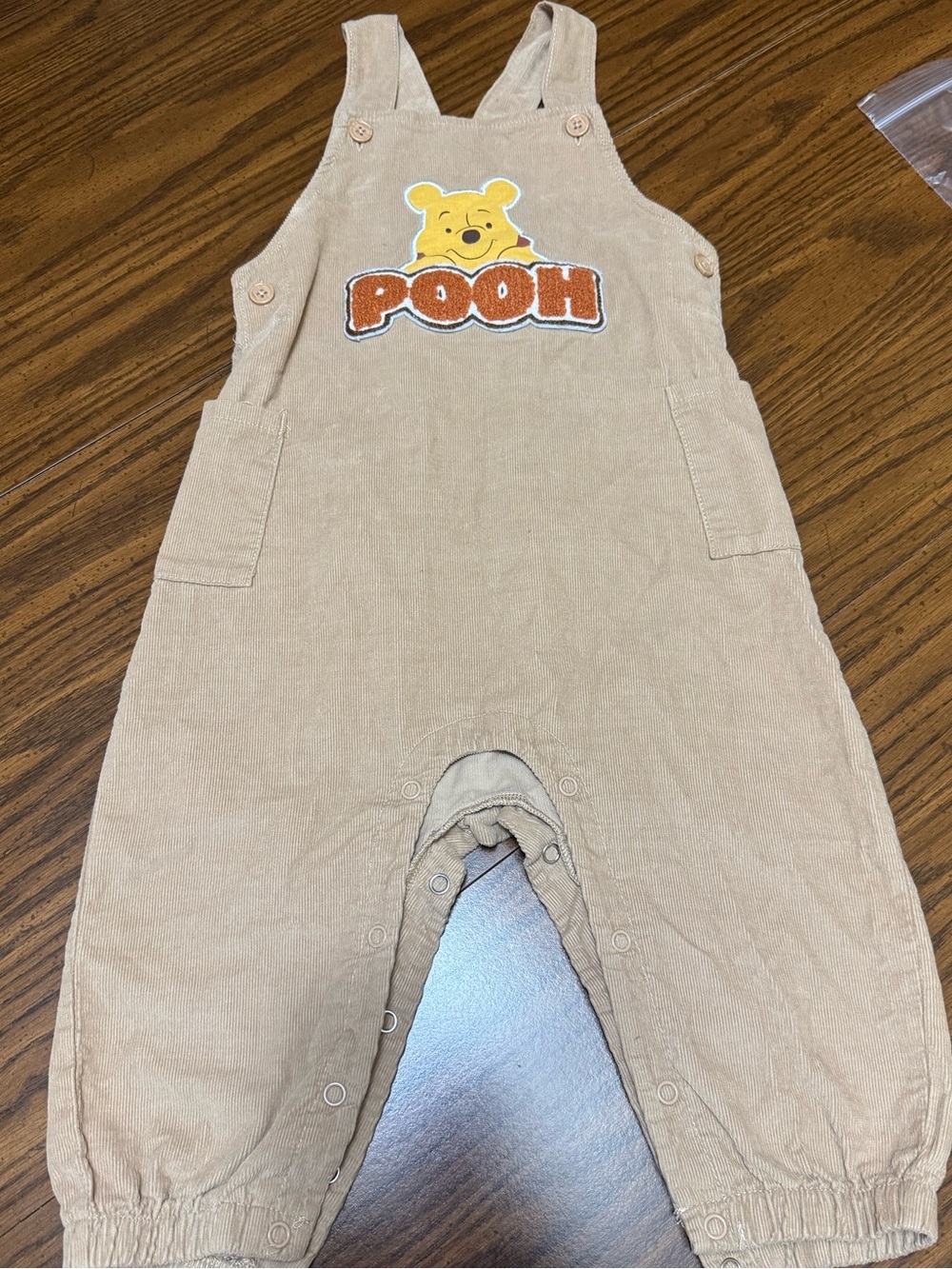 Winnie the Pooh Tan Corduroy Baby Size 24 Months One-Piece Overalls